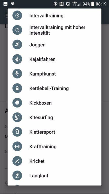 Screenshots Google Fit