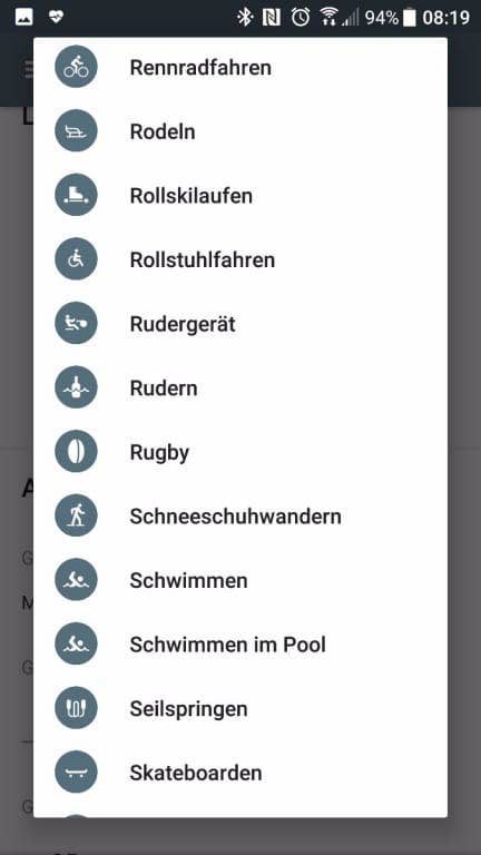 Screenshots Google Fit
