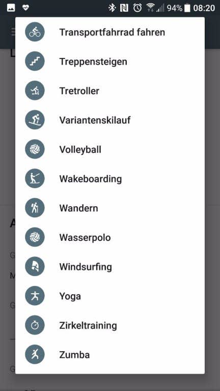 Screenshots Google Fit