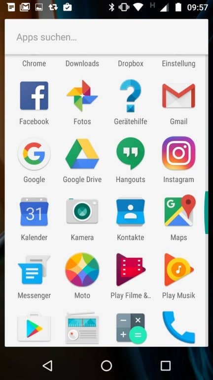 Screenshots: Menüführung des Lenovo Moto G4