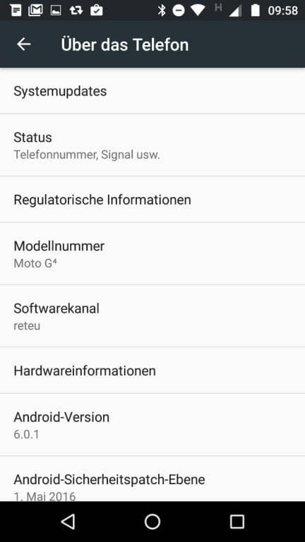 Screenshots: Menüführung des Lenovo Moto G4