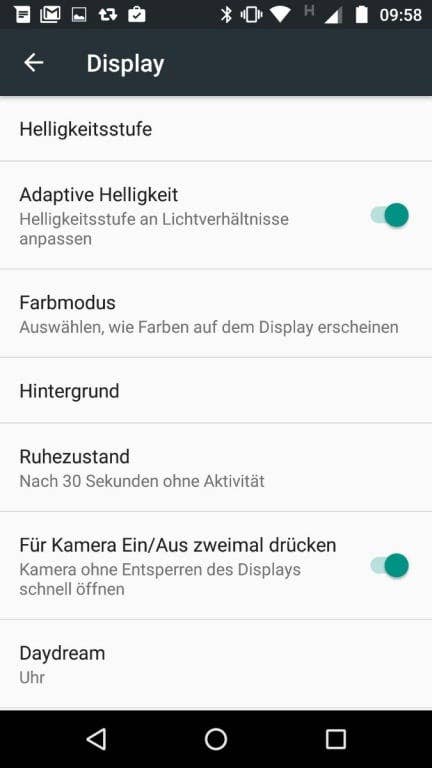 Screenshots: Menüführung des Lenovo Moto G4
