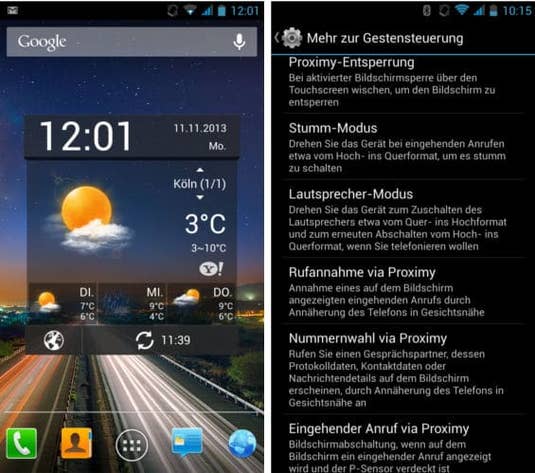 Screenshotss Wiko Darkside: Homescreen und Smart-Steuerung