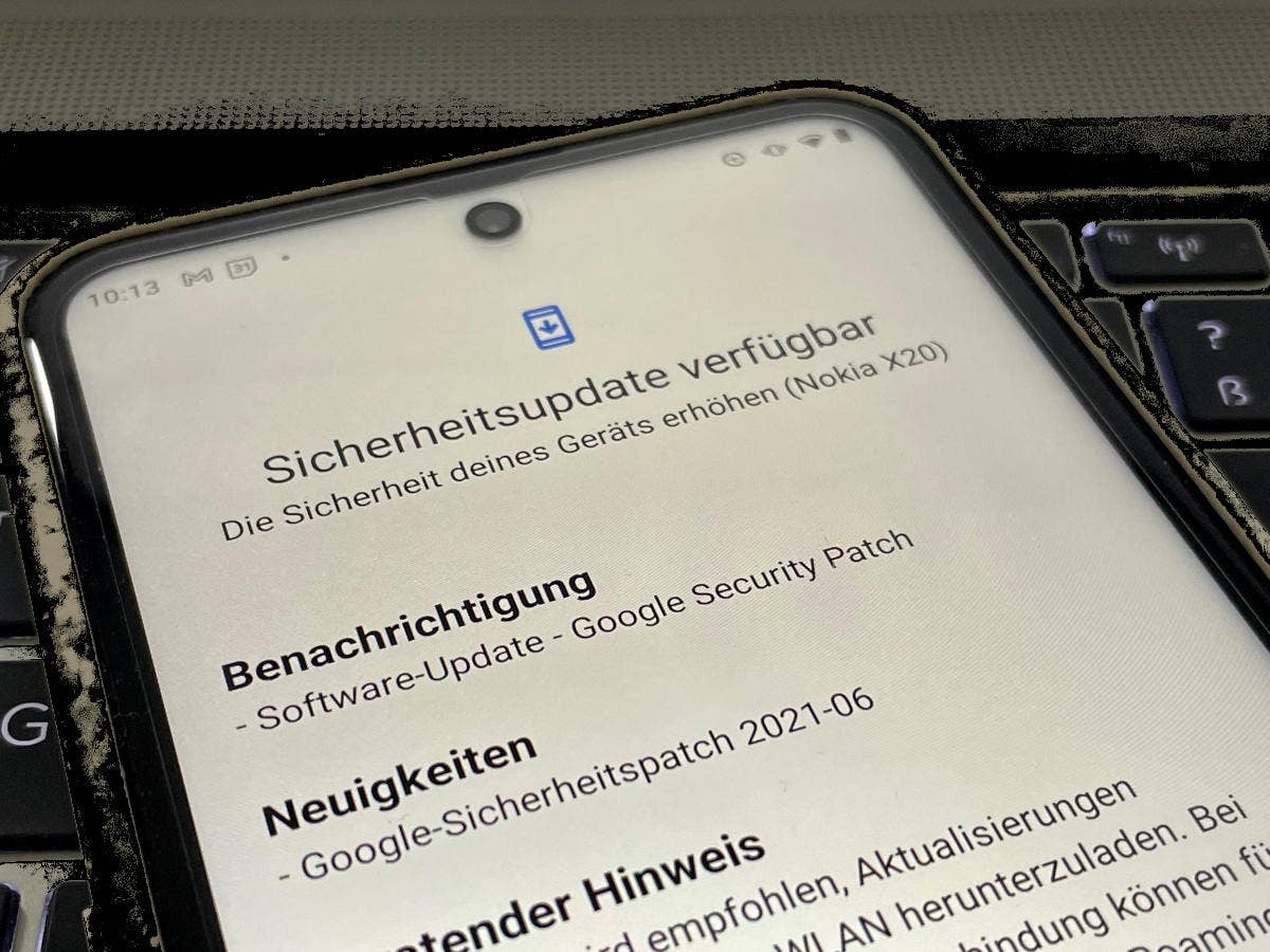 Sicherheitsupdate für ein Nokia-Smartphone wird angezeigt