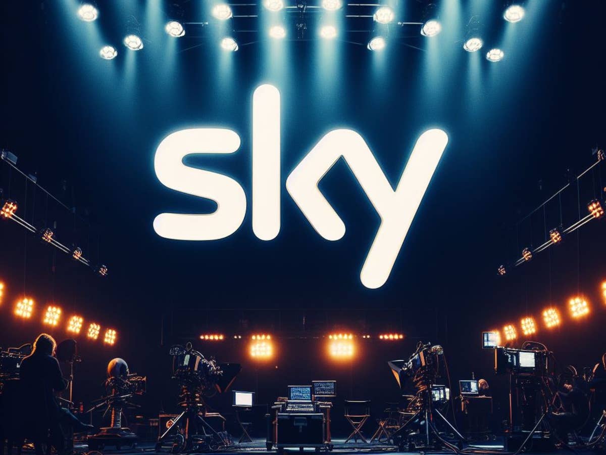 Logo von Sky Deutschland im Umfeld eines Filmstudios.