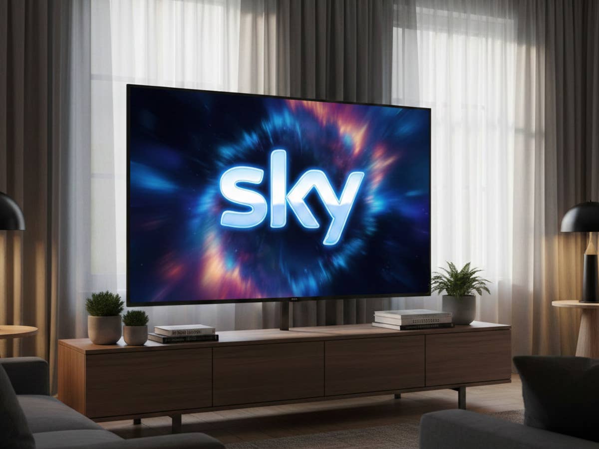 Sky Neuheiten für alle Kunden: Es kommt Großes auf dich zu Sky Logo auf einem Fernseher.