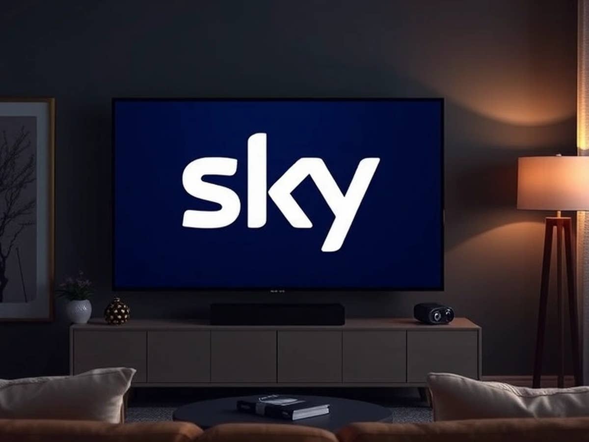 Sky nimmt bekannten Sender aus dem Programm – und ersetzt ihn Sky-Logo auf einem Fernseher.