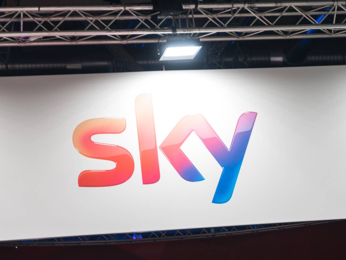 Sky Logo auf einer Leinwand.