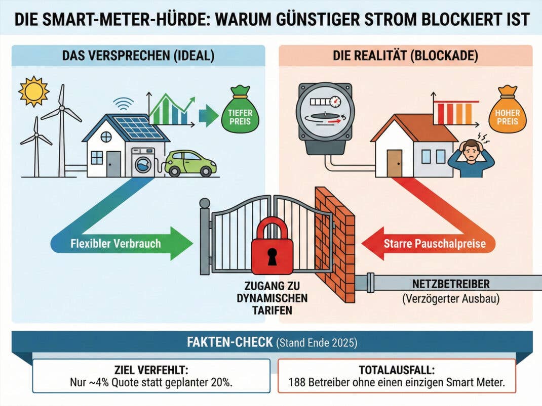 Smart-Meter-Hürde verhindert Zugang zu dynamischen Stromtarifen