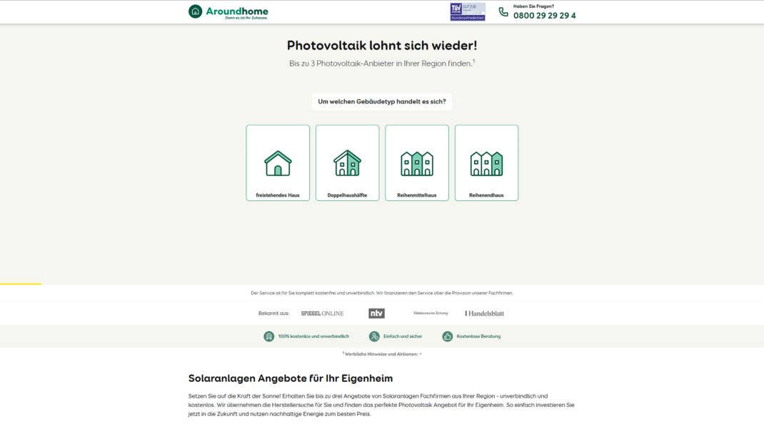 Solaranlagen-Rechner von Aroundhome
