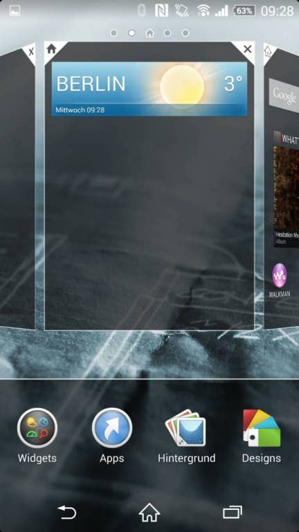 Sony UI auf dem Xperia Z2