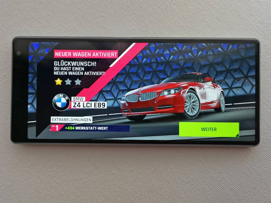 Sony Xperia 10 Plus im Gaming-Modus mit dem Spiel Asphalt 9.