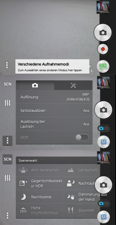 Sony Xperia E1: Kamera-Optionen Sony Xperia E1: Kamera-Optionen