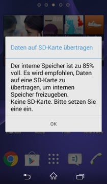 Sony Xperia E3: Speicherwarnung