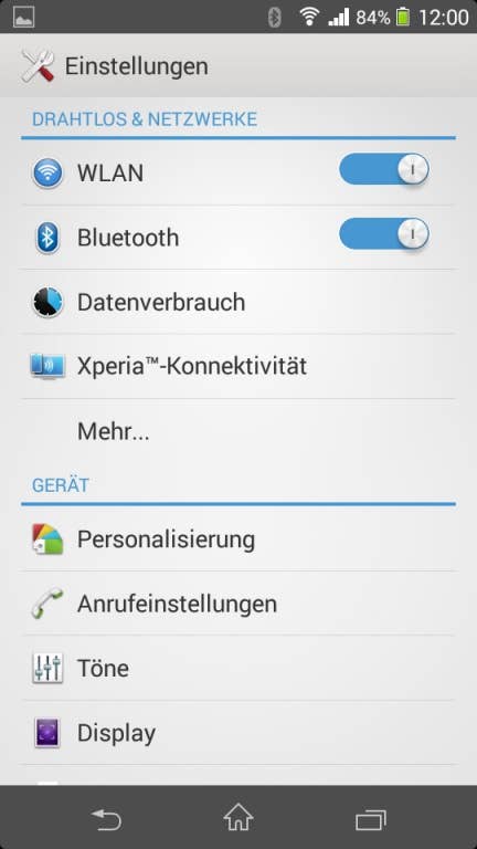 Sony Xperia M2: Screenshots der UI