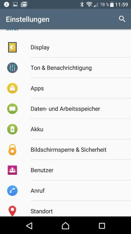 Sony Xperia XZ: Oberfläche, Menü und Musikplayer