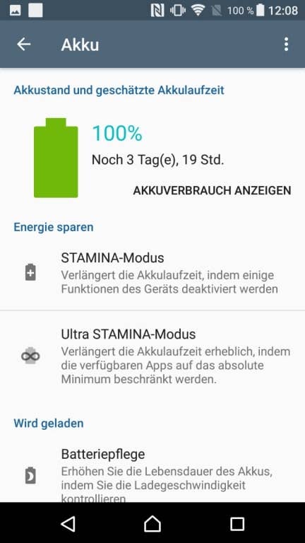 Sony Xperia XZ Premium: Der Akku im Tes