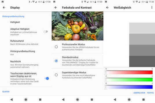 Bildschirm-Einstellungen des Sony Xperia XZ2 Bildschirm-Einstellungen des Sony Xperia XZ2