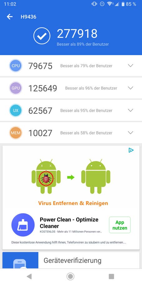 Benchmarktest-Ergebnis im Test von AnTuTu