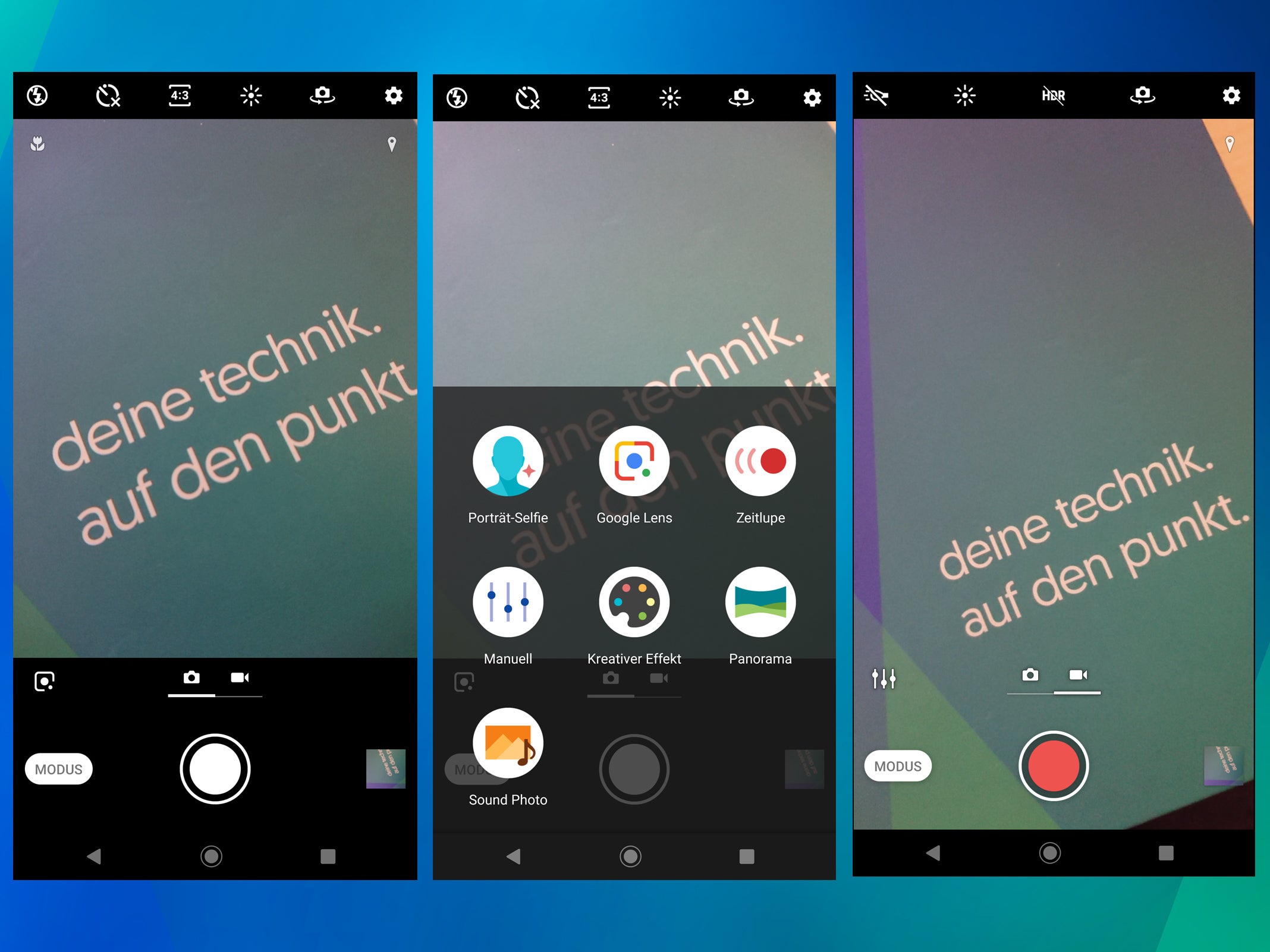 Die Kamera-App des Sony Xperia XZ3.