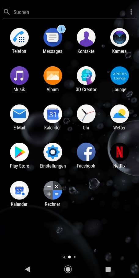 Die App-Ansicht des Xperia XZ3