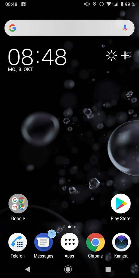 Der Home-Screen des Xperia XZ3