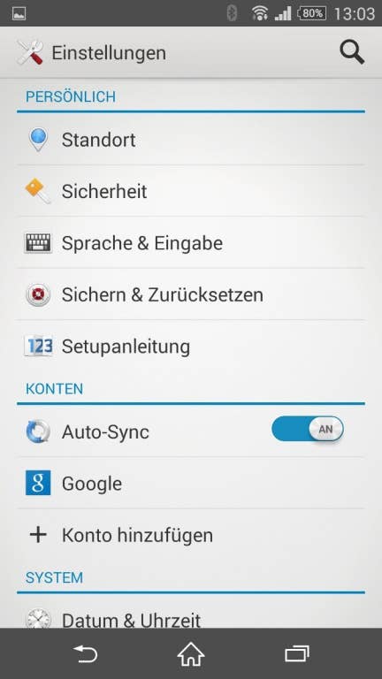 Sony Xperia Z3: Benutzeroberfläche