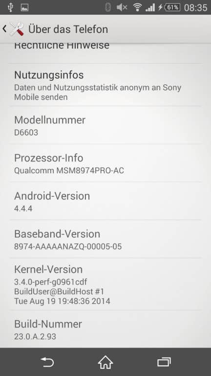 Sony Xperia Z3: Benutzeroberfläche