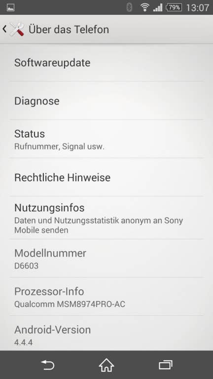 Sony Xperia Z3: Benutzeroberfläche