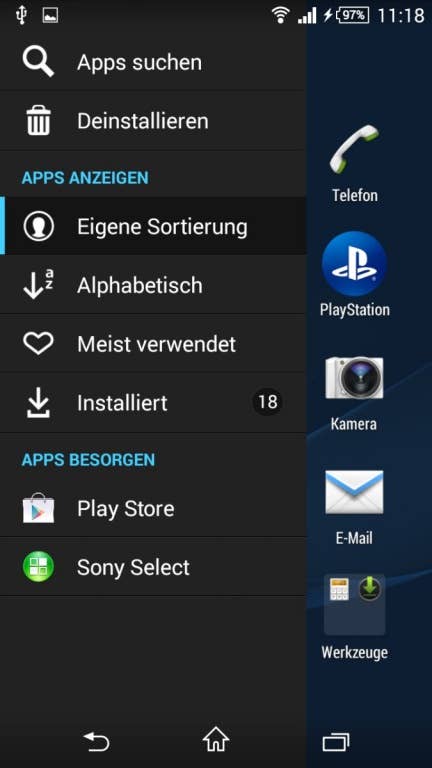 Sony Xperia Z3 Compact: Nutzeroberfläche