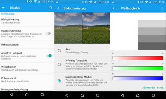 Sony Xperia Z5 Premium Display-Einstellungsmöglichkeiten