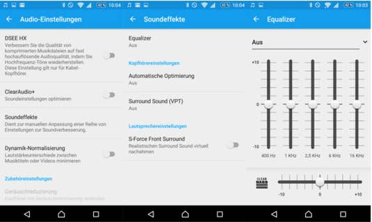 Sony Xperia Z5 Premium Musikplayer Einstellungsmöglichkeiten