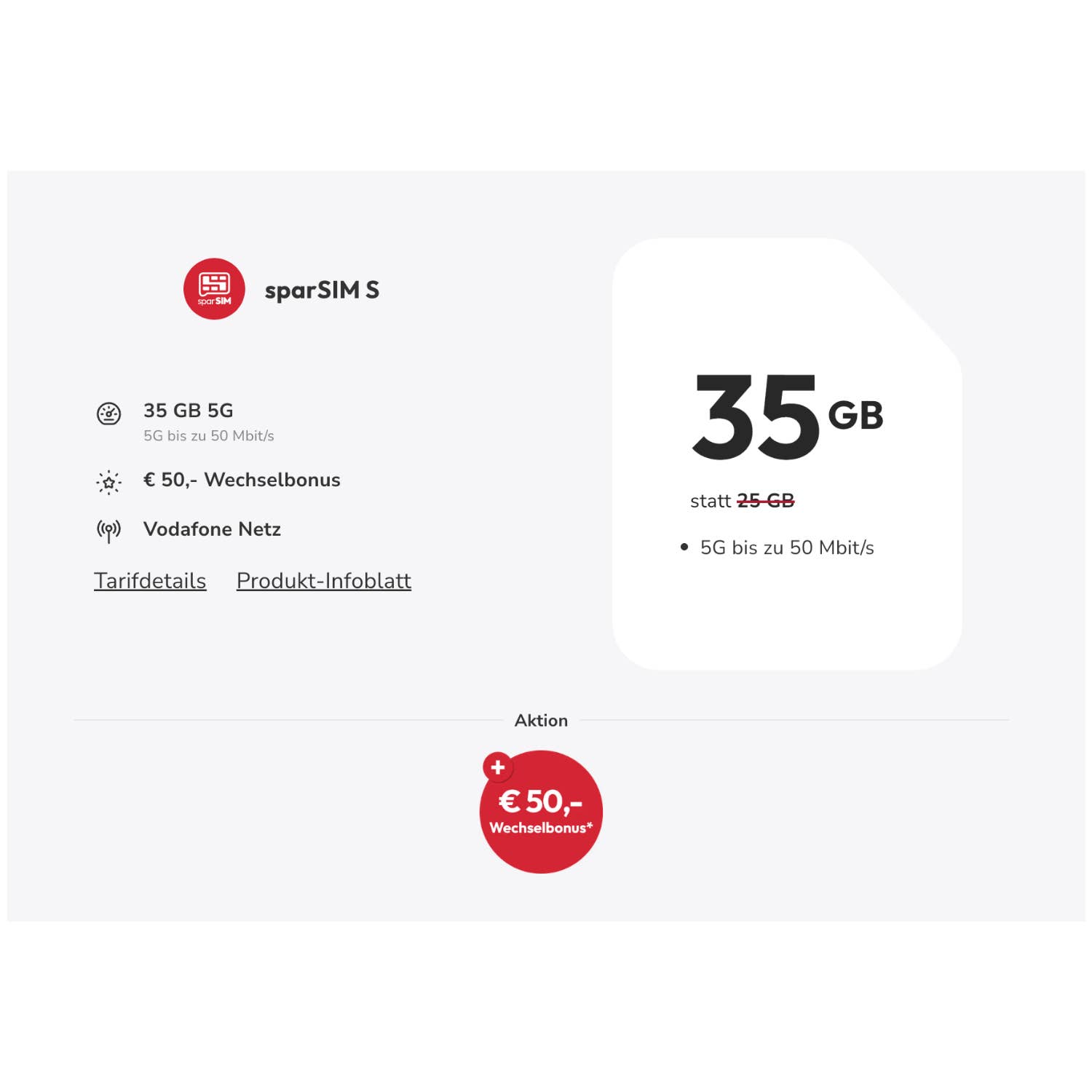 sparSIM S 35 GB für 7 Euro