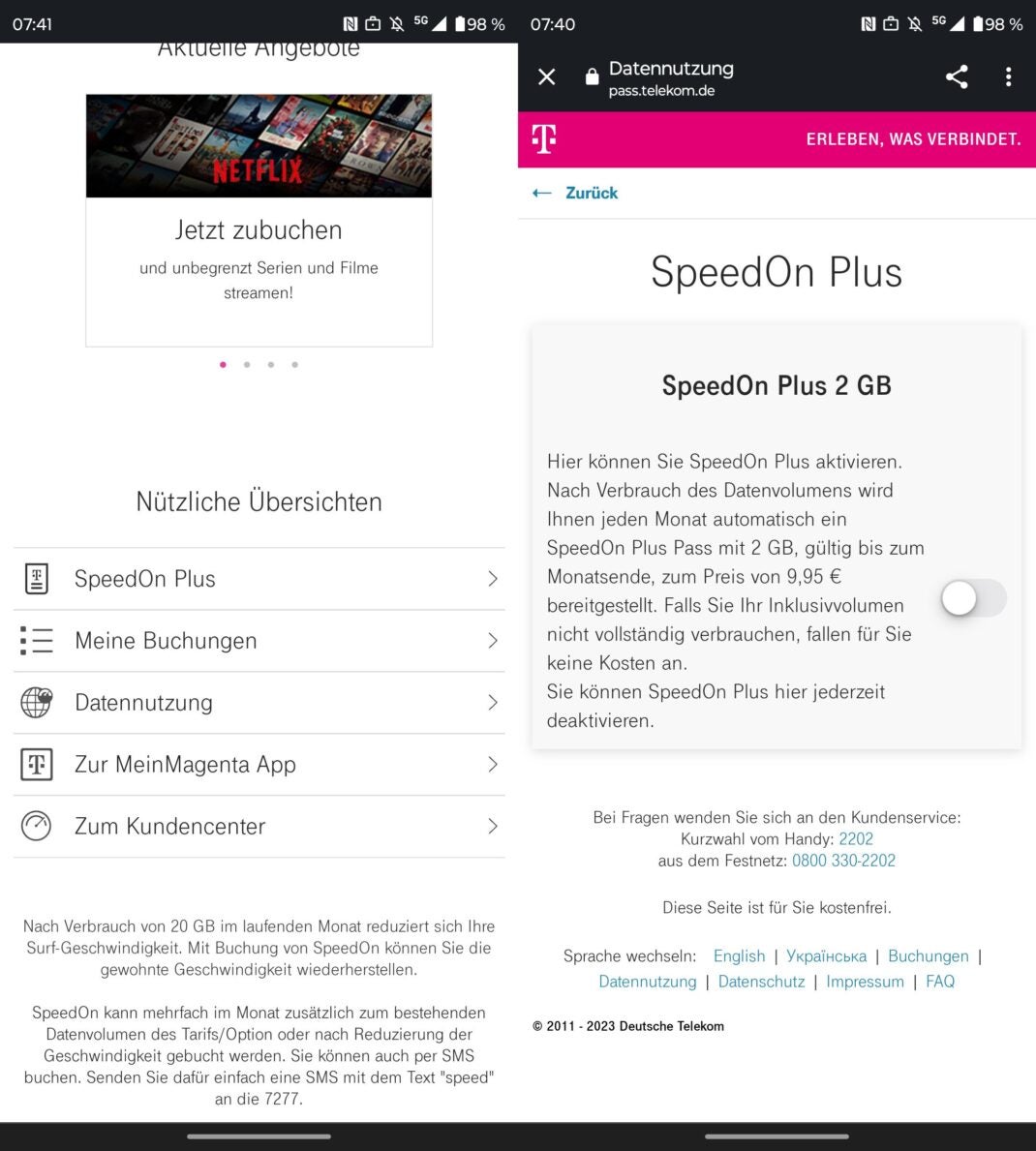 SpeedOn Plus - die Datenautomatik der Telekom