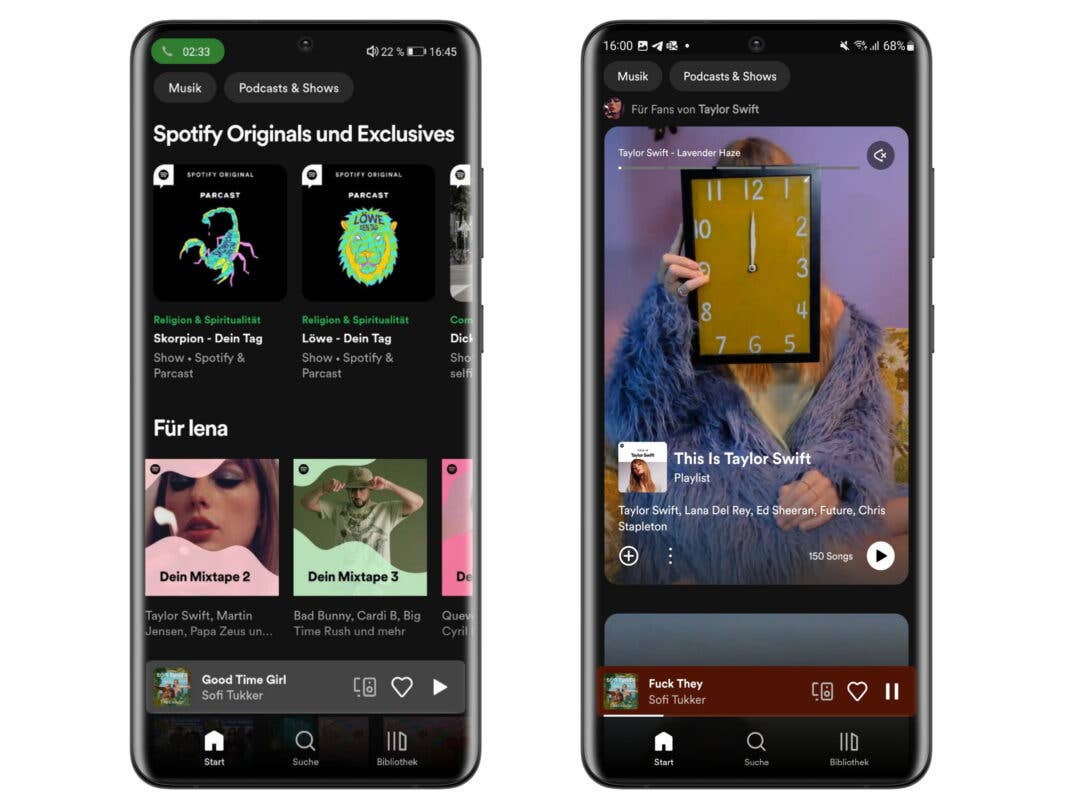 Das alte und neue Design von Spotify im Vergleich