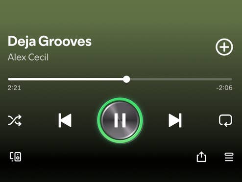 Spotify-Design ändern: So bekommst du den Vinyl-Look Der Play-Button von Spotify im neuen Design