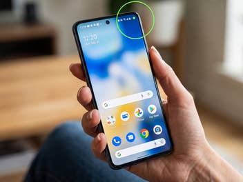 Status-Punkt auf Smartphone-Display: Grün, Orange, Blau. Was heißt das?