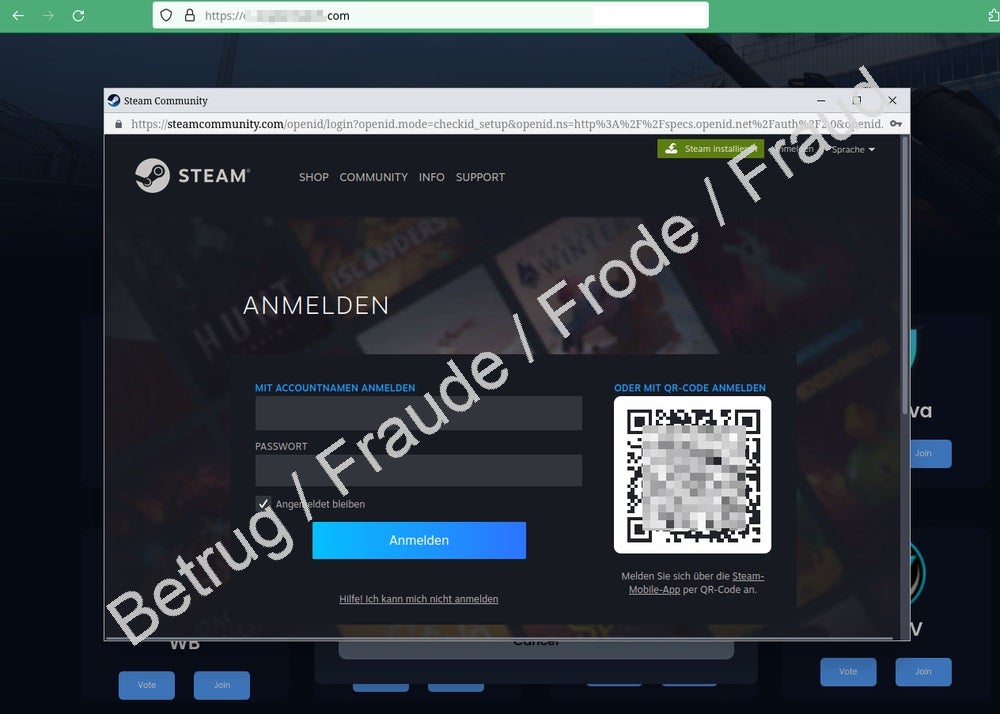 Betrug, Steam, Phishing