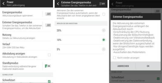 Stromsparfunktionen des HTC One M8