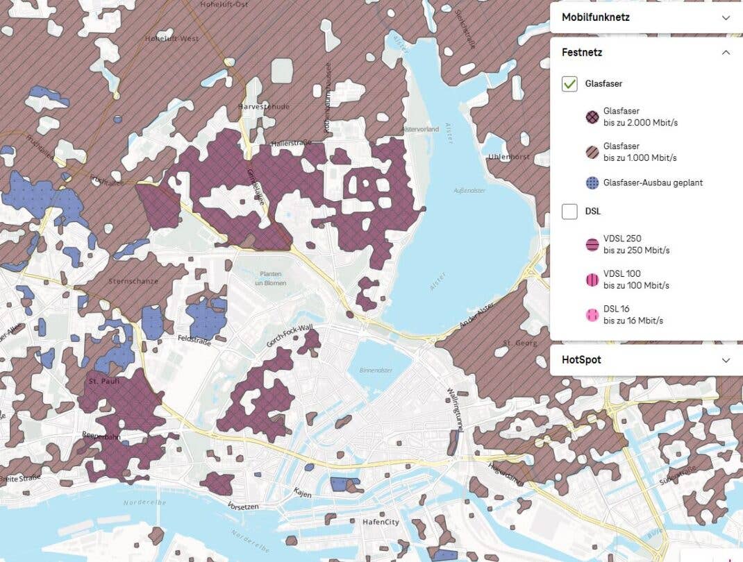 T-Map: Glasfaser-Ausbau in Hamgurg