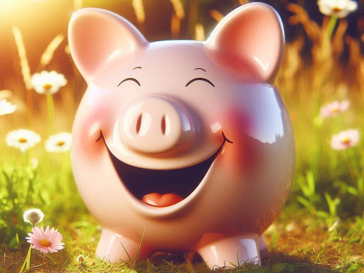 Tagesgeld: Große Autobank hebt die Zinsen an Lachendes Sparschwein auf einer Smmerwiese.