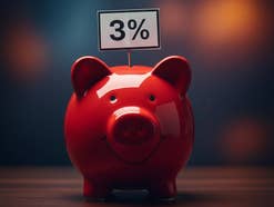 Sparschwein mit 3 Prozent-Schild.
