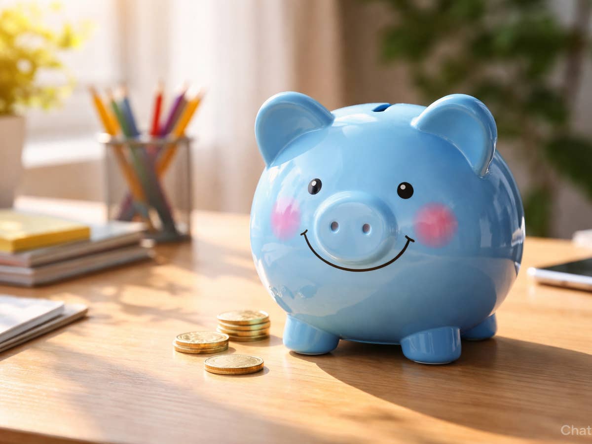 Tagesgeld: Neues Angebot schießt auf Platz 1 im Vergleich Blaues Sparschwein auf einem Schreibtisch.