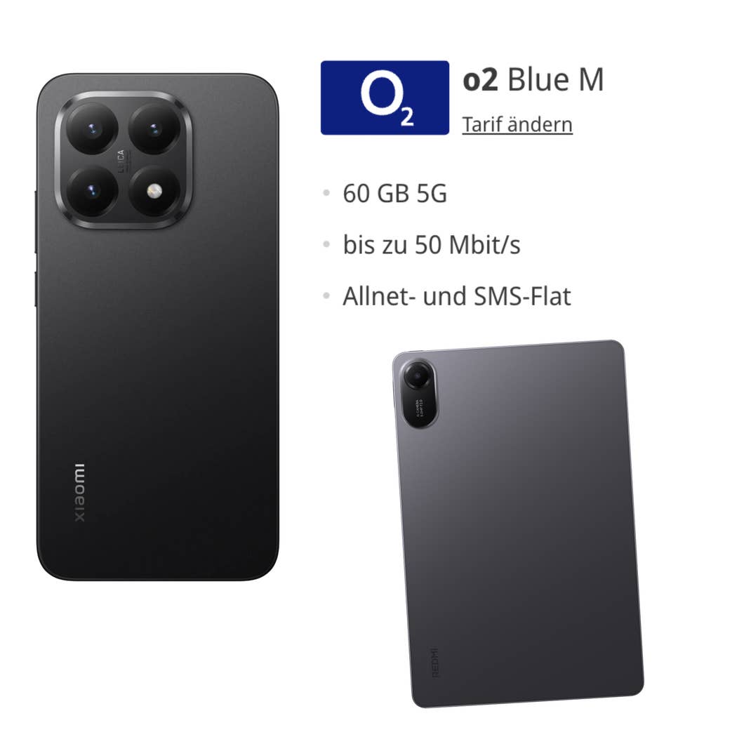 Tarif-Deal mit O2-Tarif und Xiaomi 15T plus Redmi Pad 2