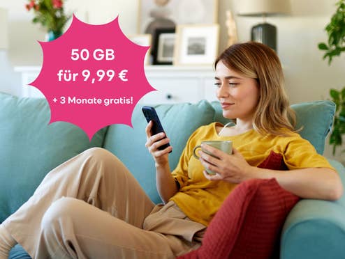 Tarif mit 50 GB für 9,99 Euro plus 3 Gratis-Monate