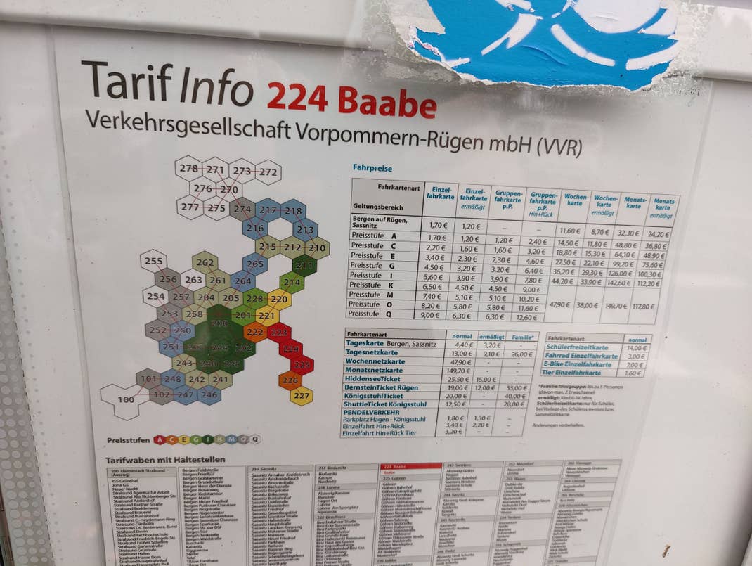 Das Tarifsystem der Insel Rügen