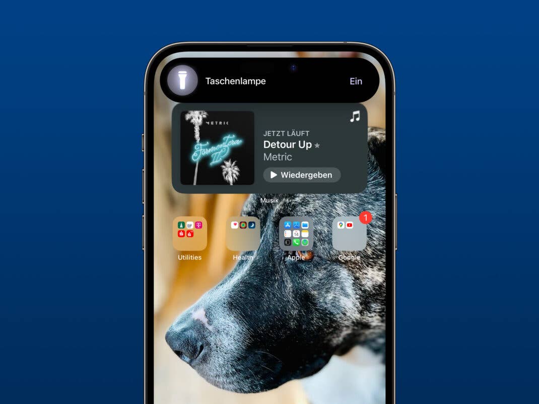 Eine eingeschaltete Taschenlampe wird nun auch in der Dynamic Island angezeigt