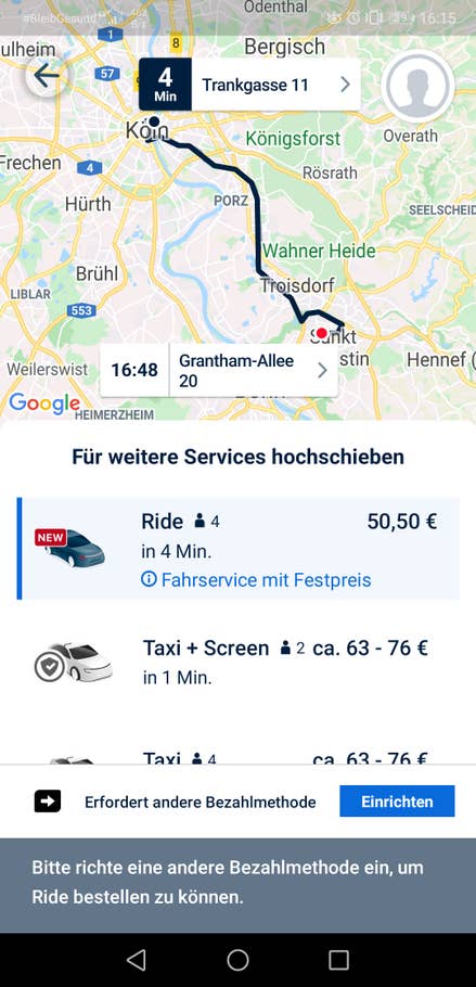 Screenshot: Taxi Apps