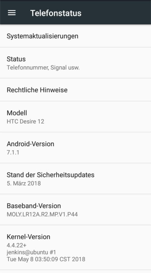 Telefonstatus des HTC Desire 12