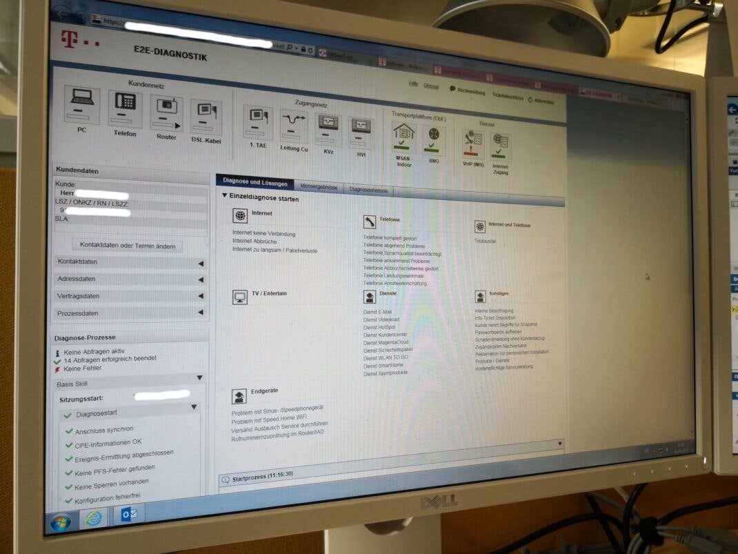 Software des technischen Kundenservice der Telekom